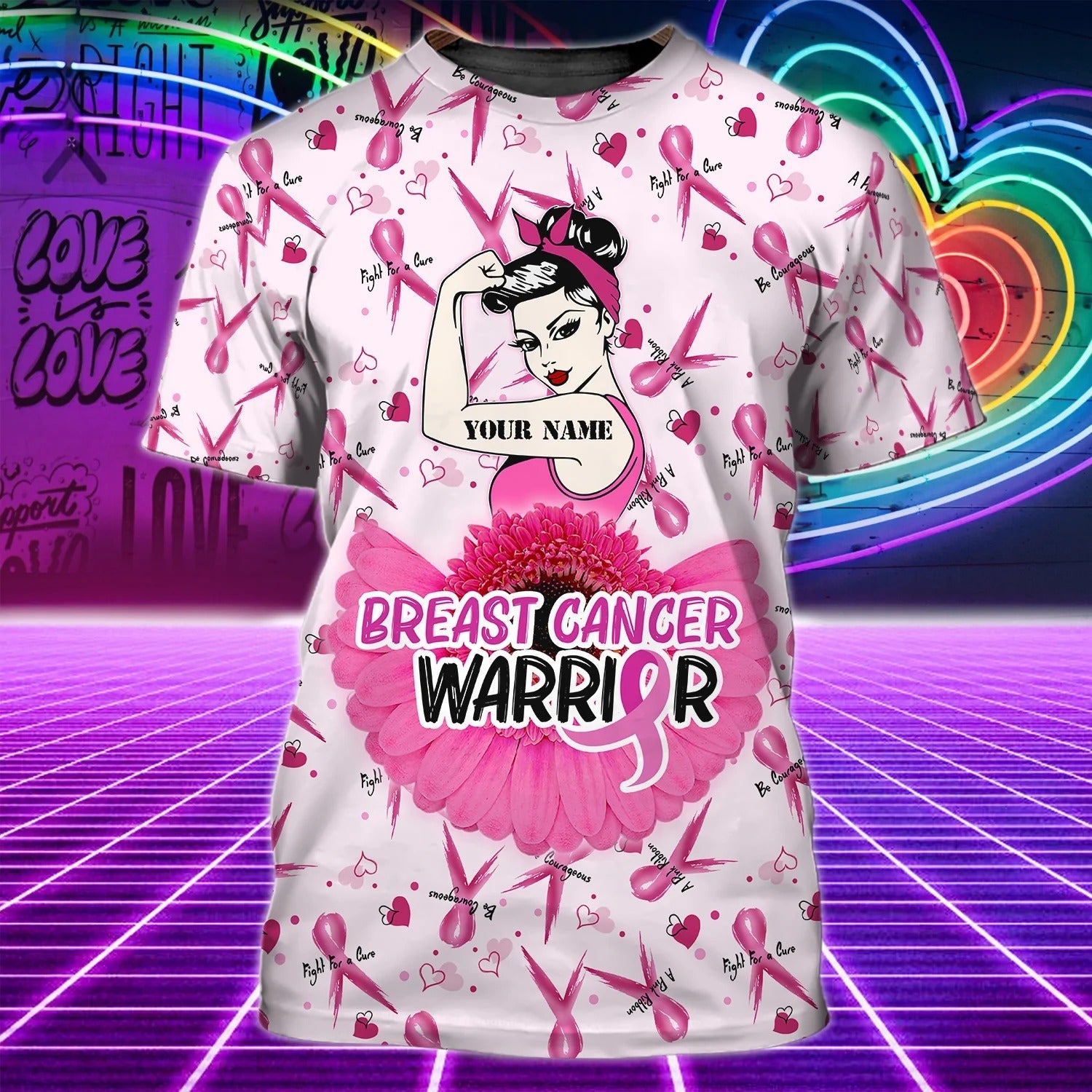 Custom Women Breast Cancer Warrior Shirt, Breast Cancer Survivor 3D Print Shirt