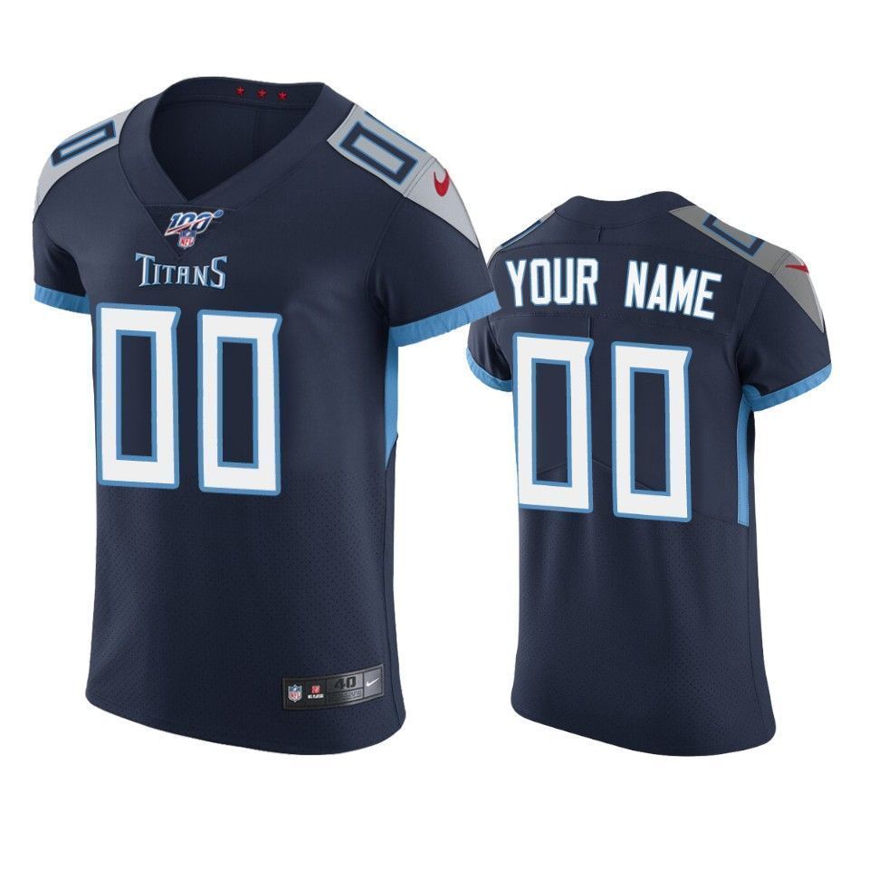 Tennessee Titans Custom Navy 100Th Season Vapor Elite 3D Jersey