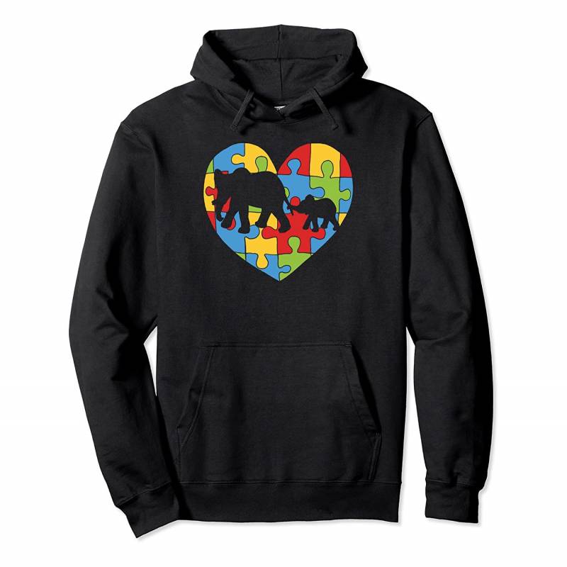 Autism Elephant Puzzle Piece Heart Awareness Gift Pullover Hoodie