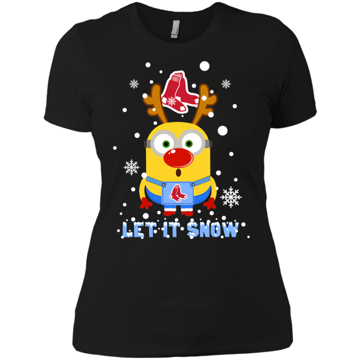 Check out this awesome Minion Boston Red Sox  Ugly Christmas Sweaters Let It Snow Women’s T-Shirt