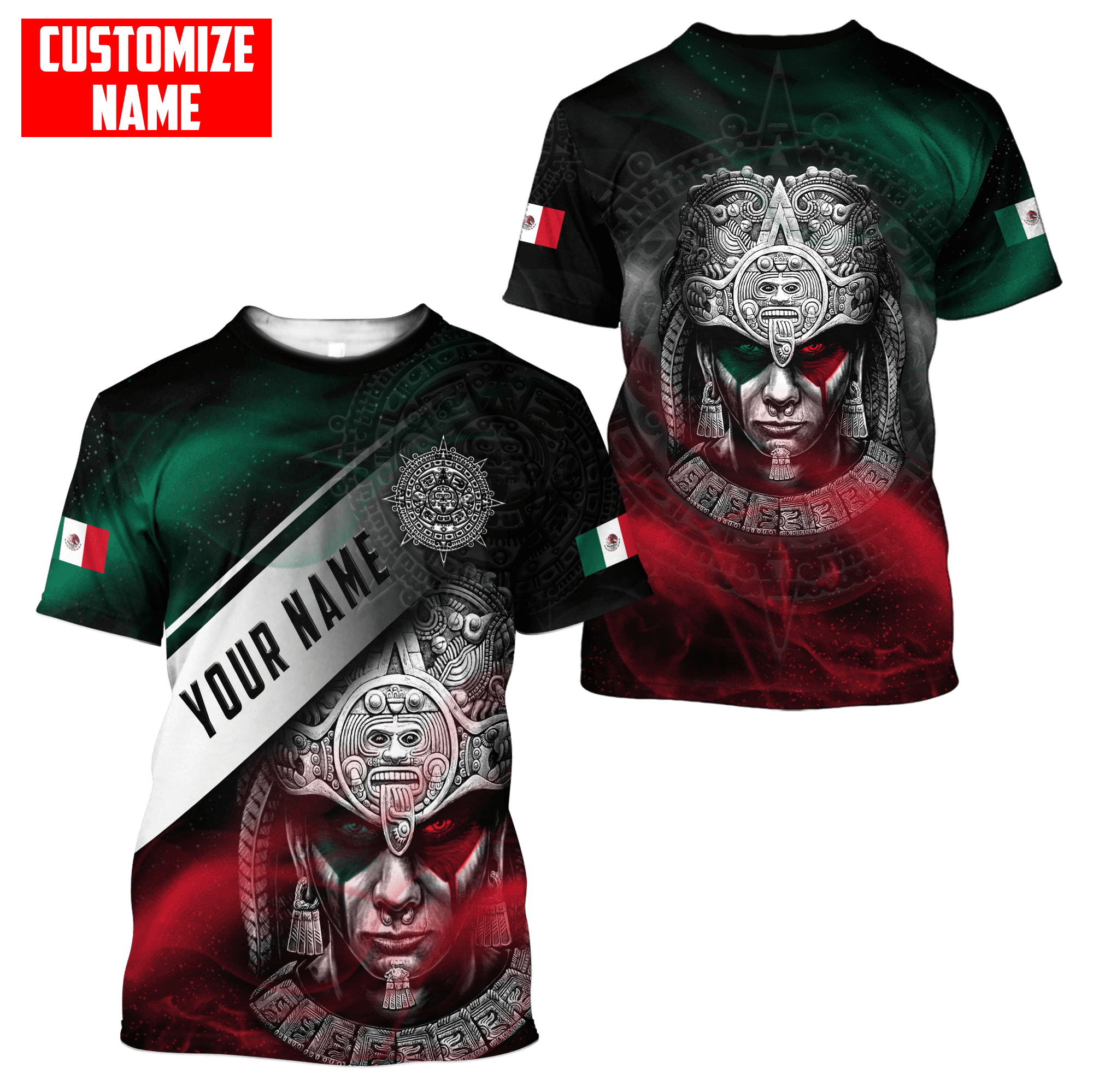 Customized 3D All Over Print Mexico Shirt, Aztec Warrior Smoke Unisex Shirt For Him