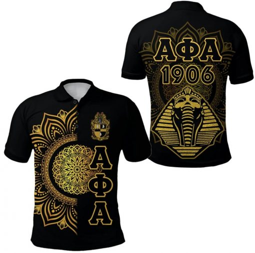 Alpha Phi Alpha 1906 Crest Sphinx Mandala Background Polo Shirt