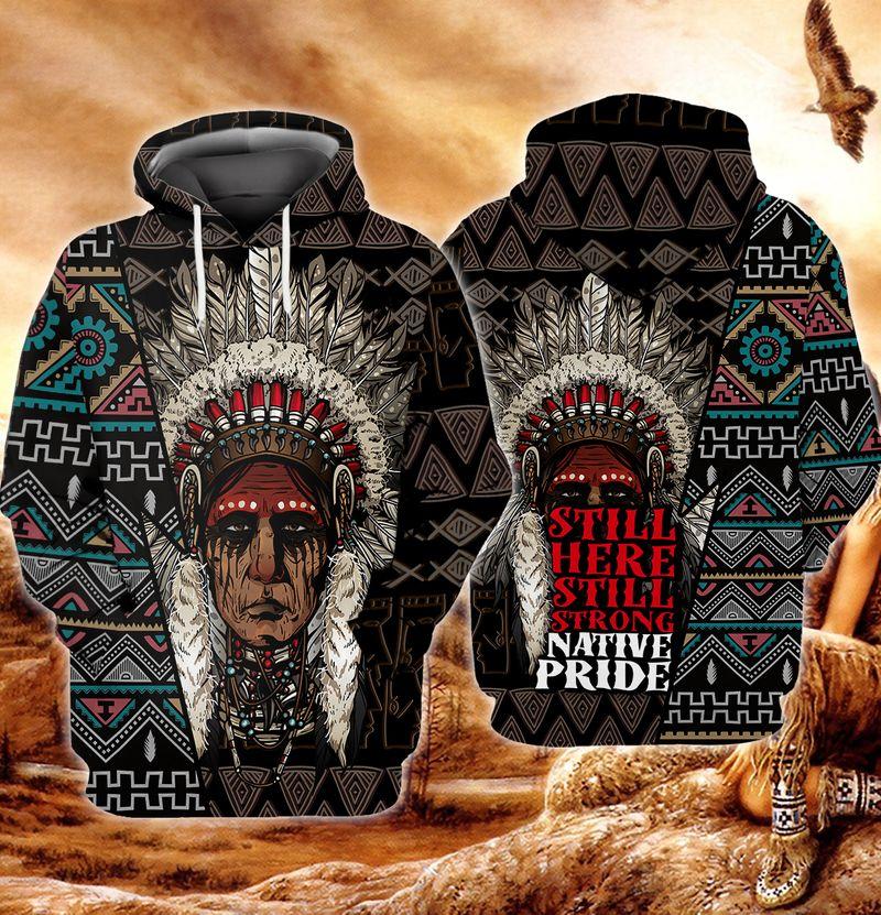 Native American Face Black 3D Hoodie