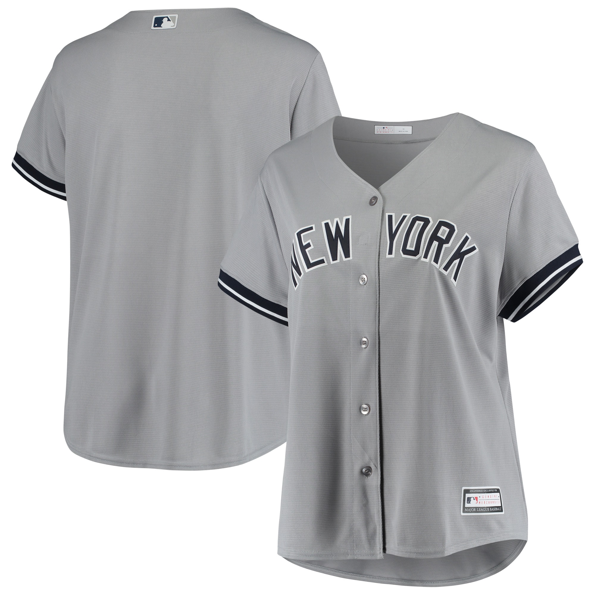 Women’s New York Yankees Gray Plus Size Road Team Jersey