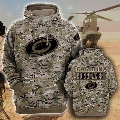 Carolina Hurricanes Camouflage Veteran 3D Pullover Hoodie, Bomber Jacket, Sweatshirt, T-Shirt