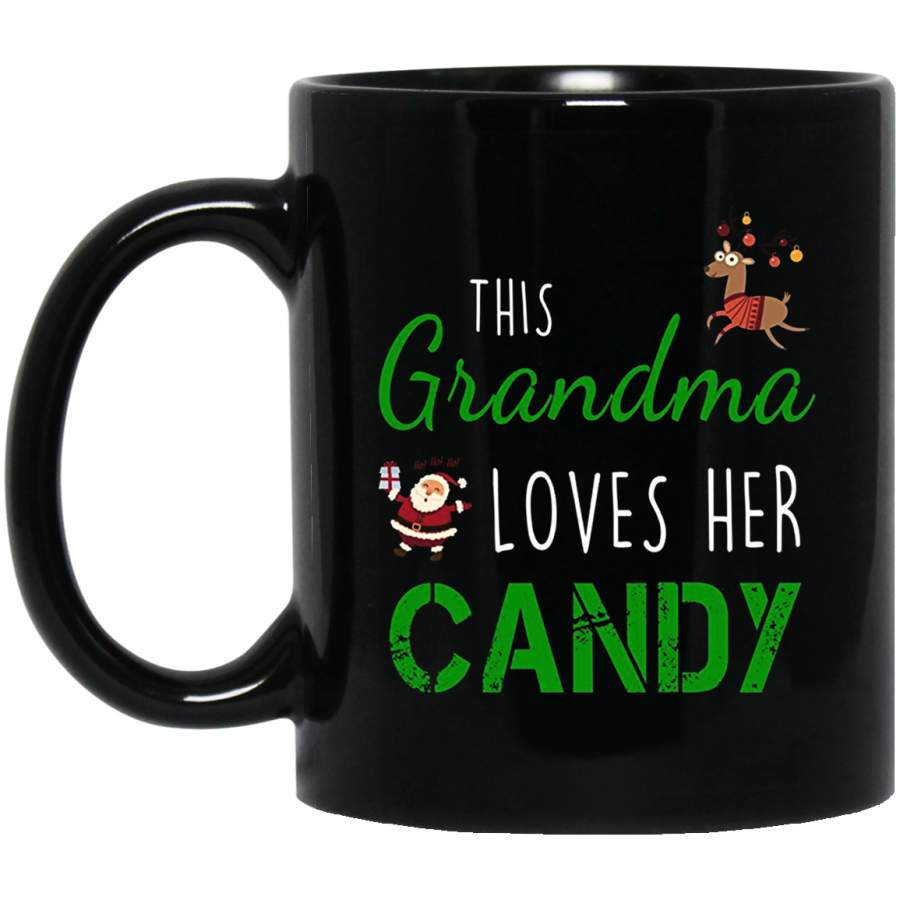 This grandma loves her candy Christmas funny gift 11 oz 15 oz Black Mug