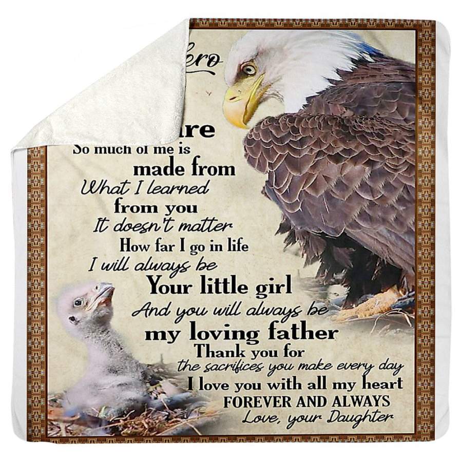 To My True Hero Gift For Father From Daughter Sherpa Blanket