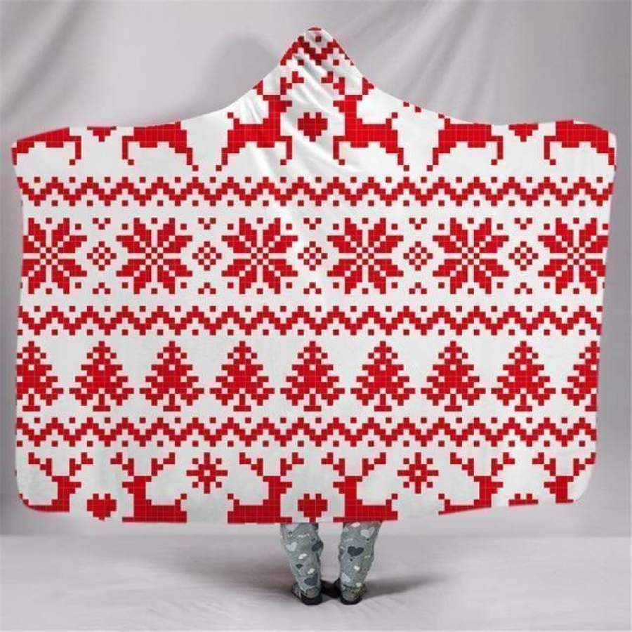 X-Mas Red Pattern Hooded Blanket Christmas Decoration Ideas Christmas Gift Ideas