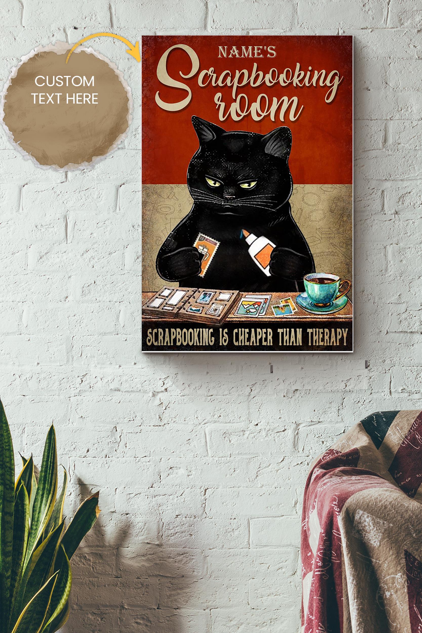 Scrapbooking Room Personalized Poster – Animal Wall Art – Gift For Cat Lover Black Cat Fan Scrapbooking Room Decor Poster