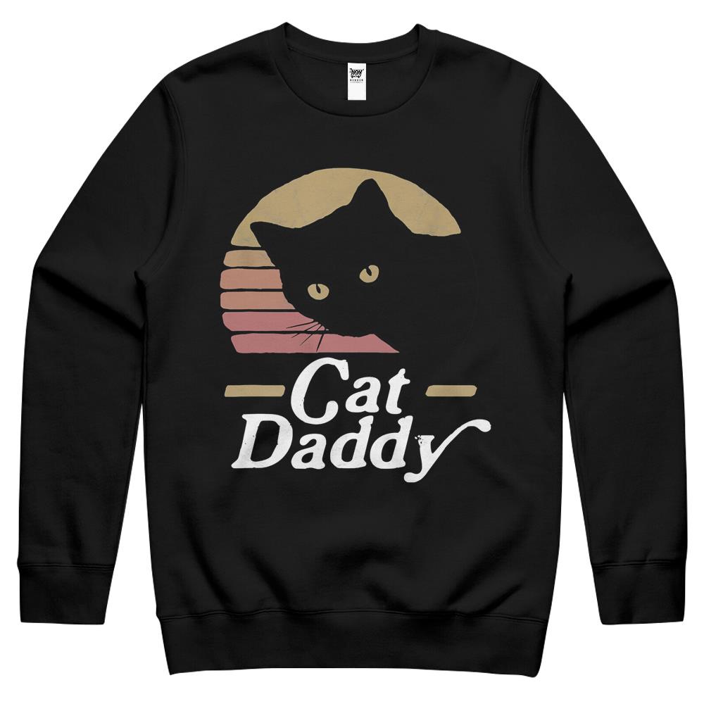 Cat Daddy Vintage Eighties Style Cat Retro Distressed Crewneck Sweatshirt