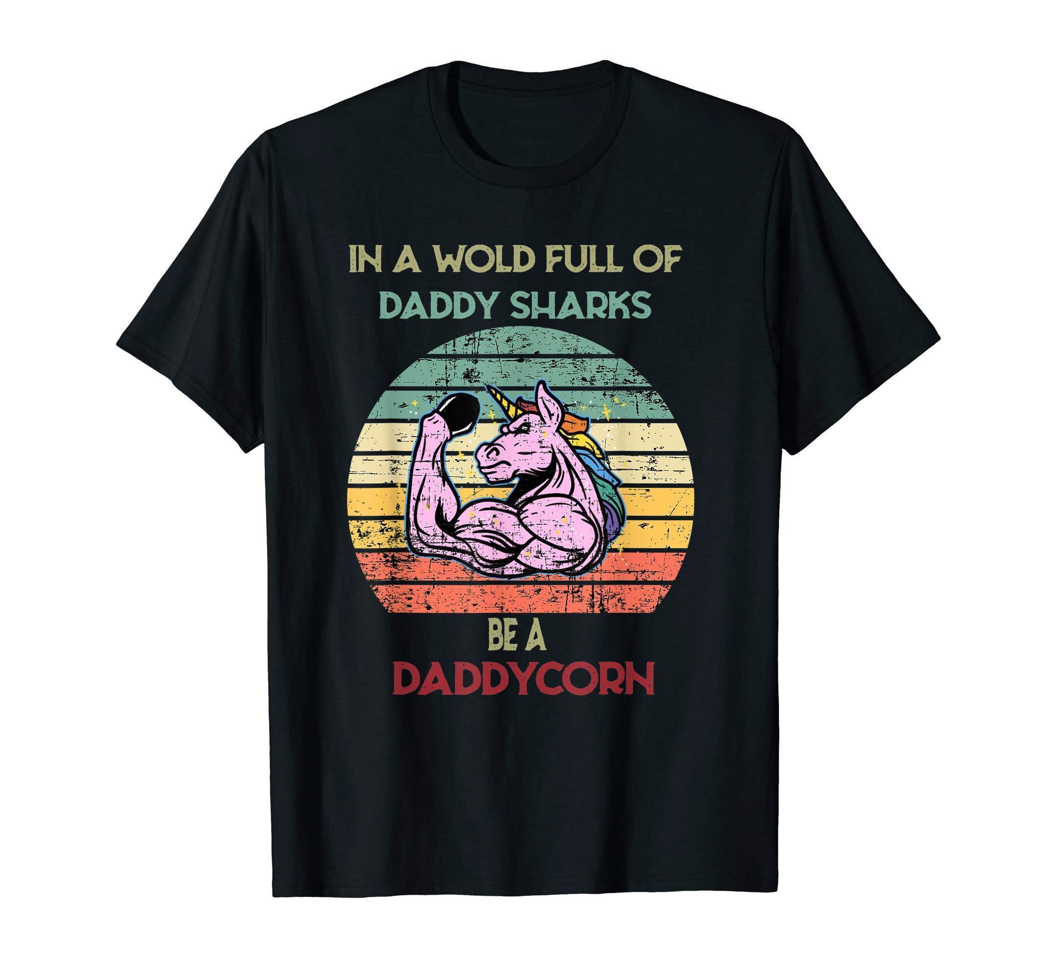 Daddy Shark Dadacorn Funny Tshirt Dad Unicorn Gift Shirt