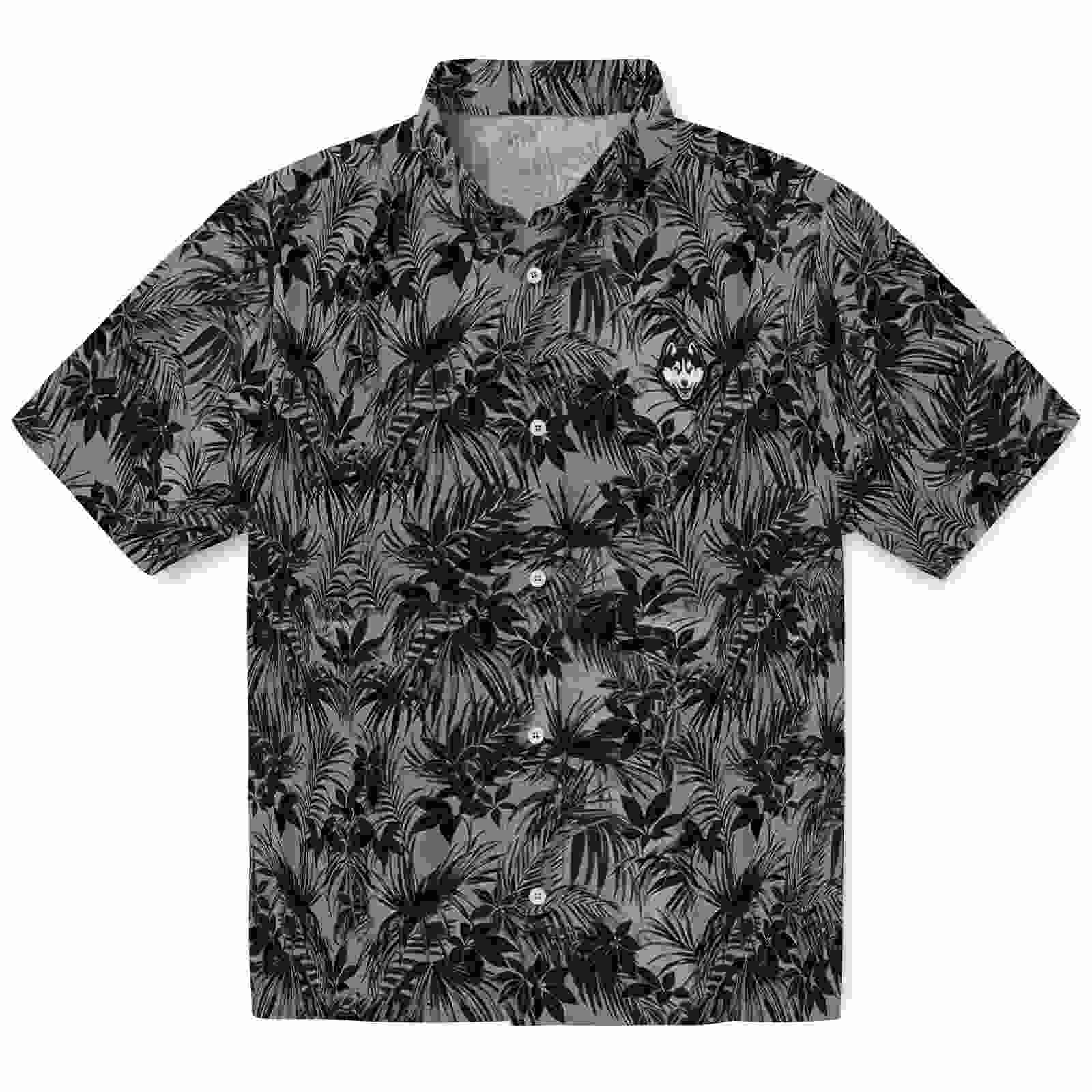 Uconn Huskies Leafy Pattern Blue Hawaiian Shirt