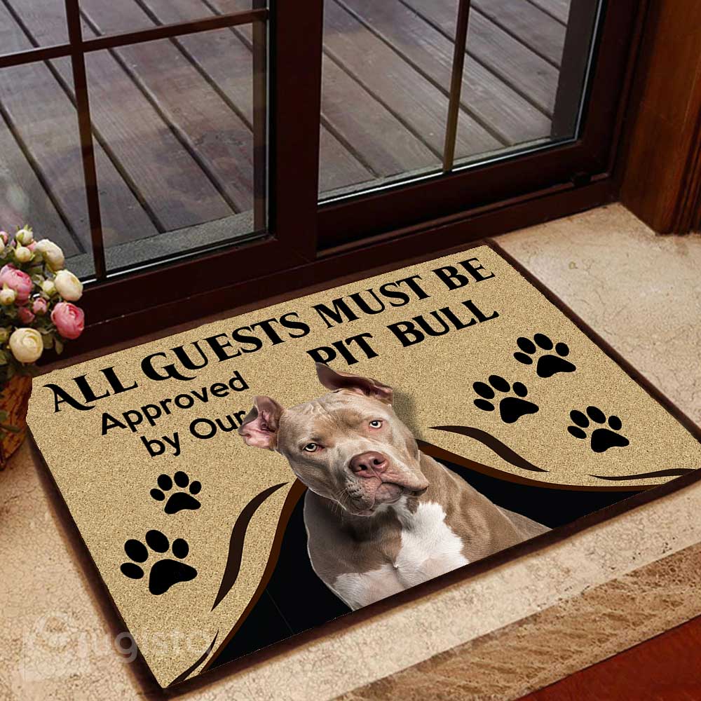 All Guests Must Be Approved By Our Pit Bull 09 All Over Printing Doormat Pre2301