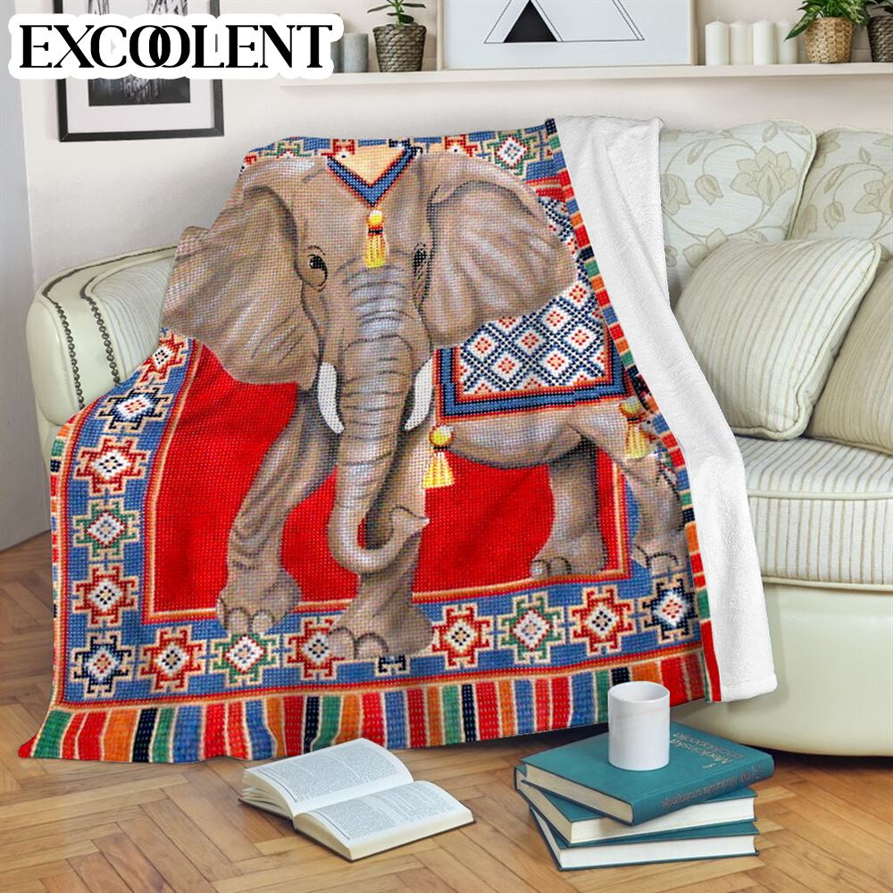 Indian Elephants Fleece Throw Blanket – Weighted Blanket To Sleep – Best Gifts For Family