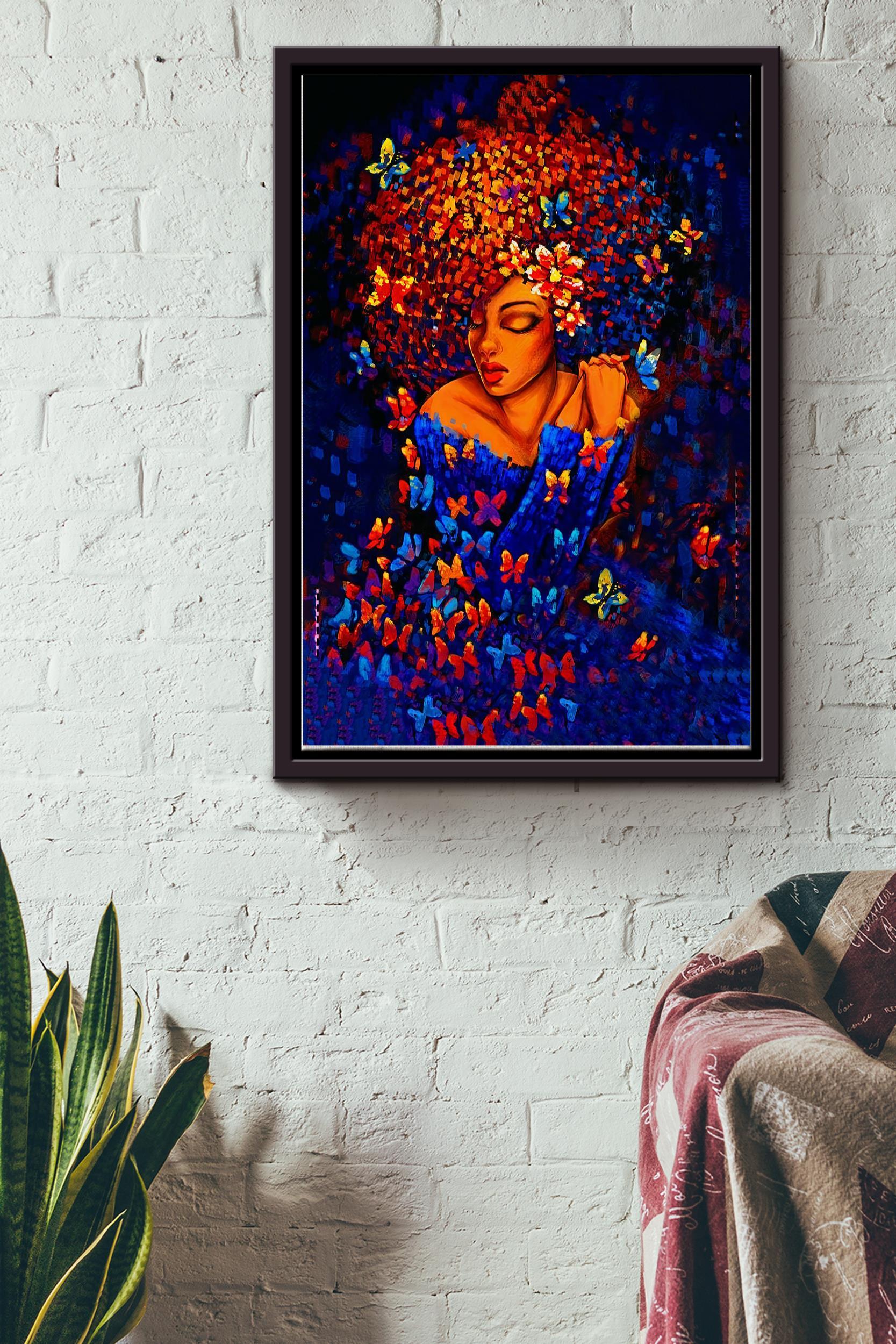 Black Girl Pride Poster – Color Painting Wall Art – Gift For Black Girl Black Women Womens Day Black People Framed Matte Canvas
