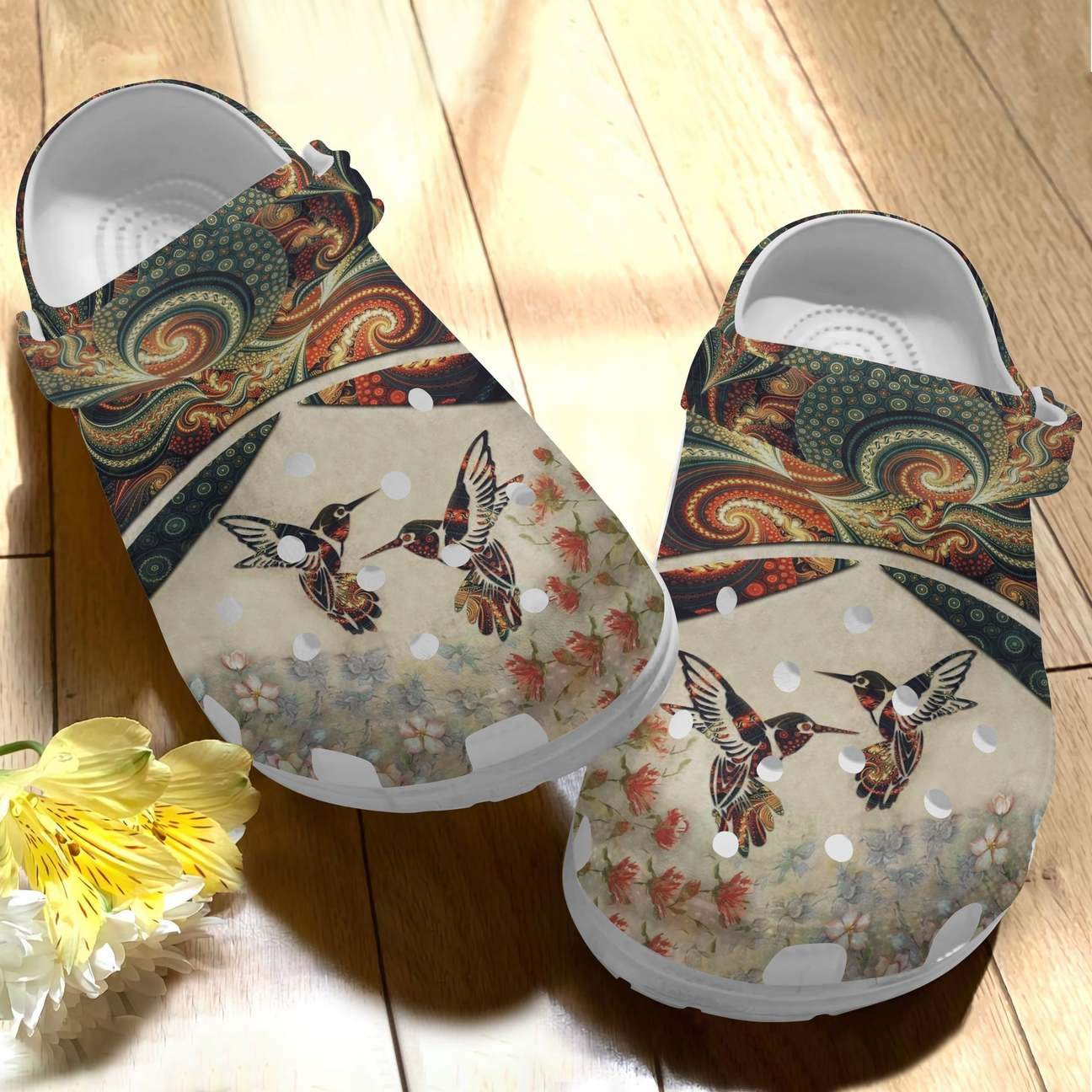 Hummingbird Personalized Clog, Custom Name, Text Hummingbird Couple Mandala, Fashion Style For Women, Men, Kid, Print 3D