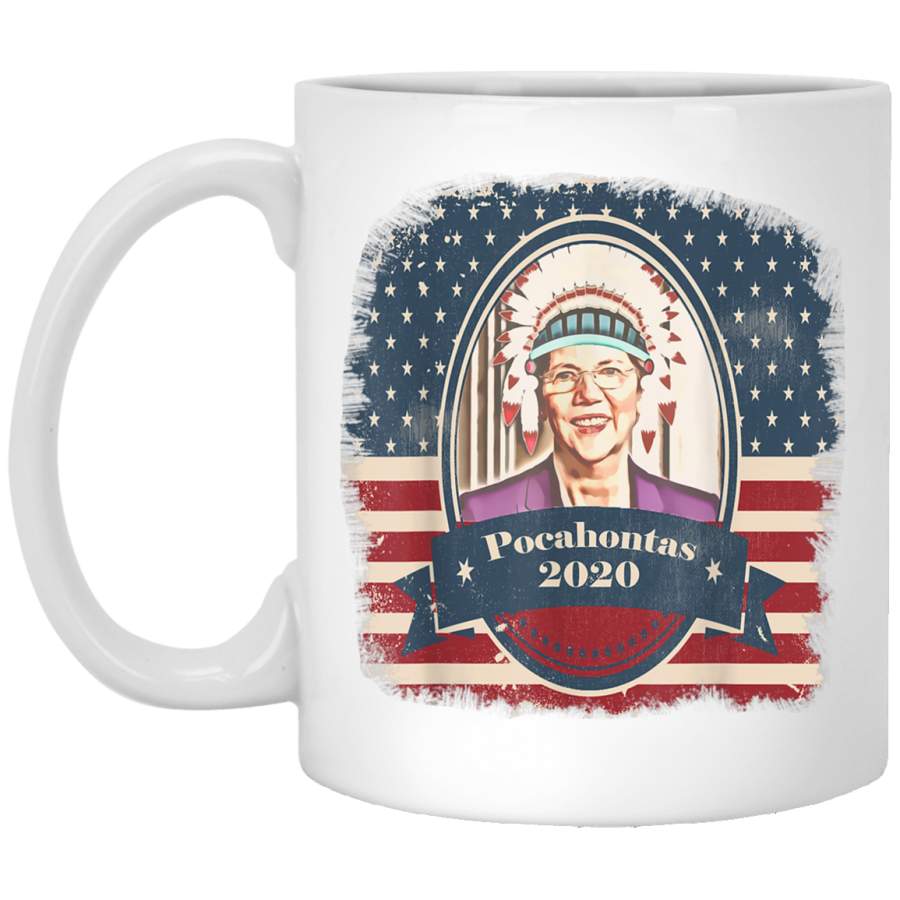 Elizabeth Warren-Pocahontas Vintage American Flag White Mug