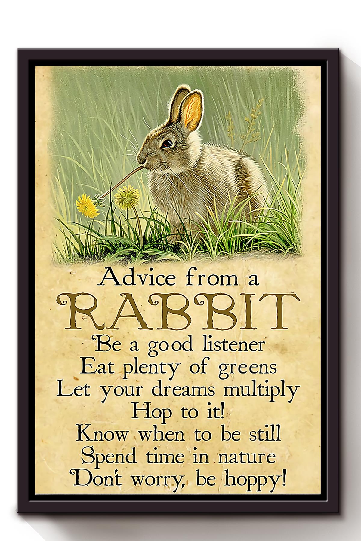 Advice From A Rabbit Inspiration Quotes Wall Art For Home Decor Framed Matte Canvas