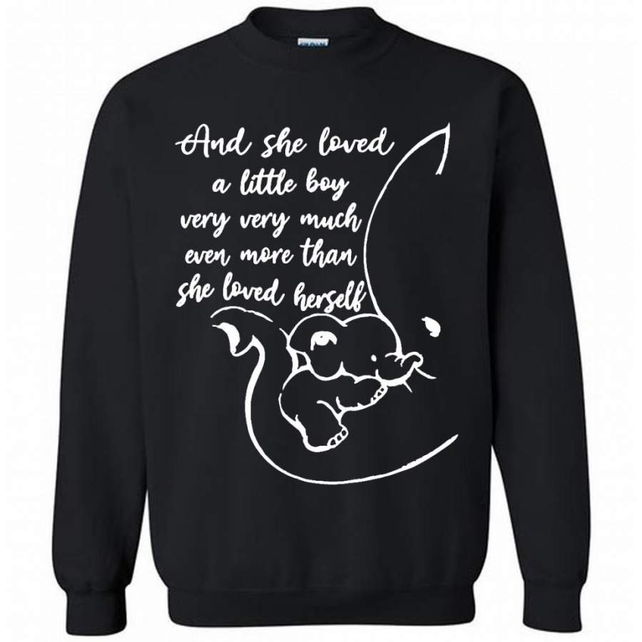 An She Loved A Little Boy Very Very Much Even More Than She Loved Herself, Elephant Lover, Mother’s Day Gift – Gildan Crewneck Sweatshirt