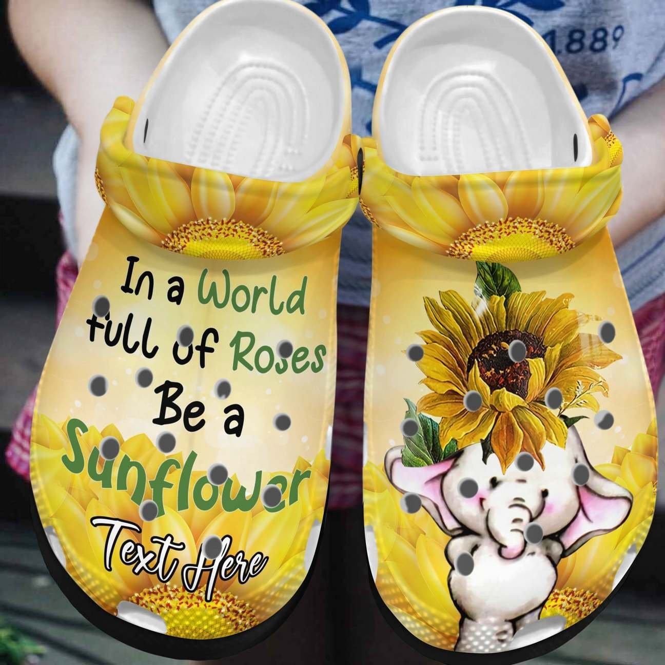 Hippie Personalized Clog, Custom Name, Text, Color, Number Fashion Style For Women, Men, Kid, Print 3D Be A Sun Flower