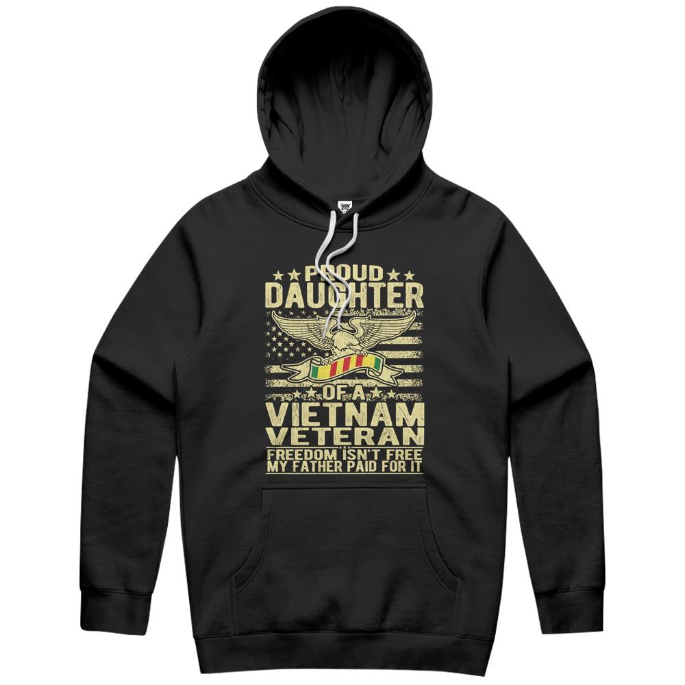 Proud Daughter Of Vietnam Veteran Us Flag Military Family Hoodie