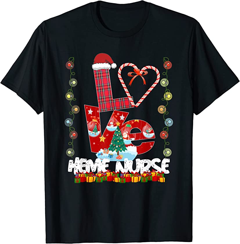 Love HEME Nurse Santa Hat Candy Xmas Pajama T-Shirt