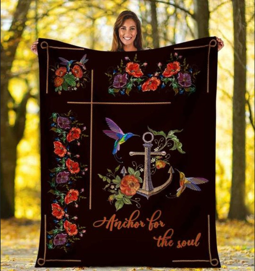 Hummingbird Anchor For The Soul Blanket Gift For You Hummingbird Lover Christmas Gift Christmas Blanket Gift For Her Gift For Friends