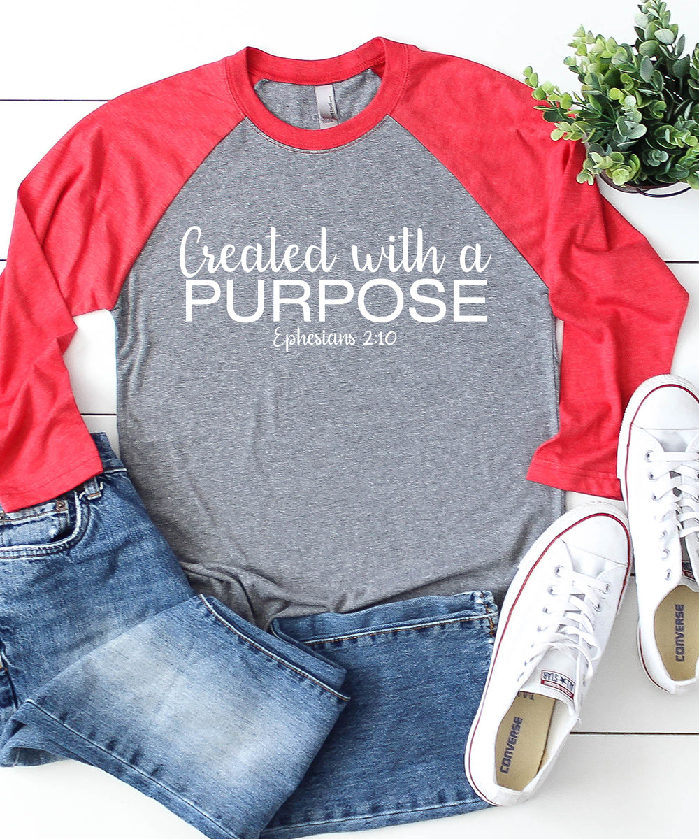 Created With A Purpose Raglan Baseball Tee