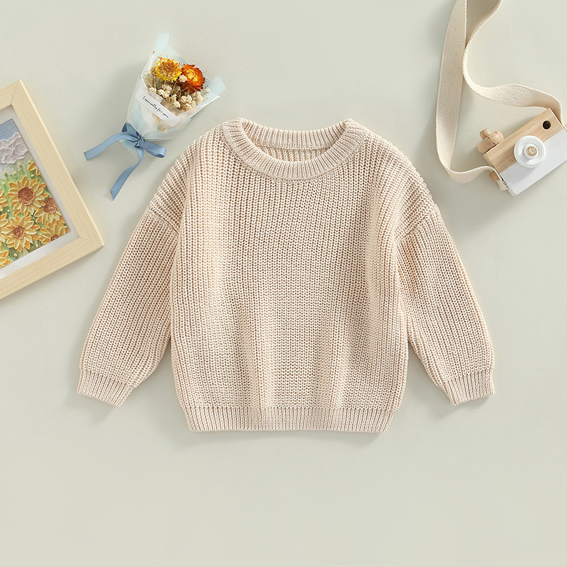 Autumn Winter Baby Kids Boys Girls Long Sleeve Solid Color Knit Sweater Baby Kids Boys Girls Pullover Sweaters Jumper Clothes alx