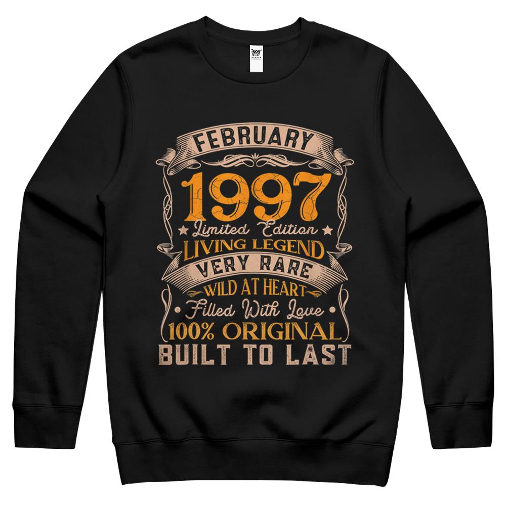 25 Year Old 25Th Birthday Gifts Vintage February 1997 Crewneck Sweatshirt