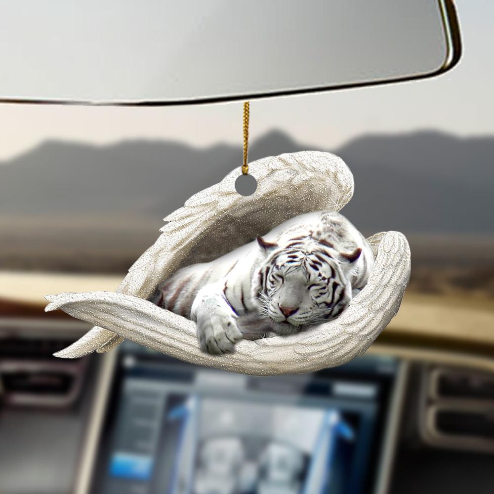 White Tiger Sleeping Angel Car Hanging Ornament