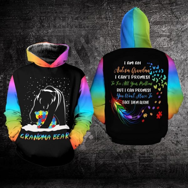 Grandma Bear Hoodie Autism Grandma Hoodie Autism Awareness Hoodie Gift Idea For Mom Grandma Ht
