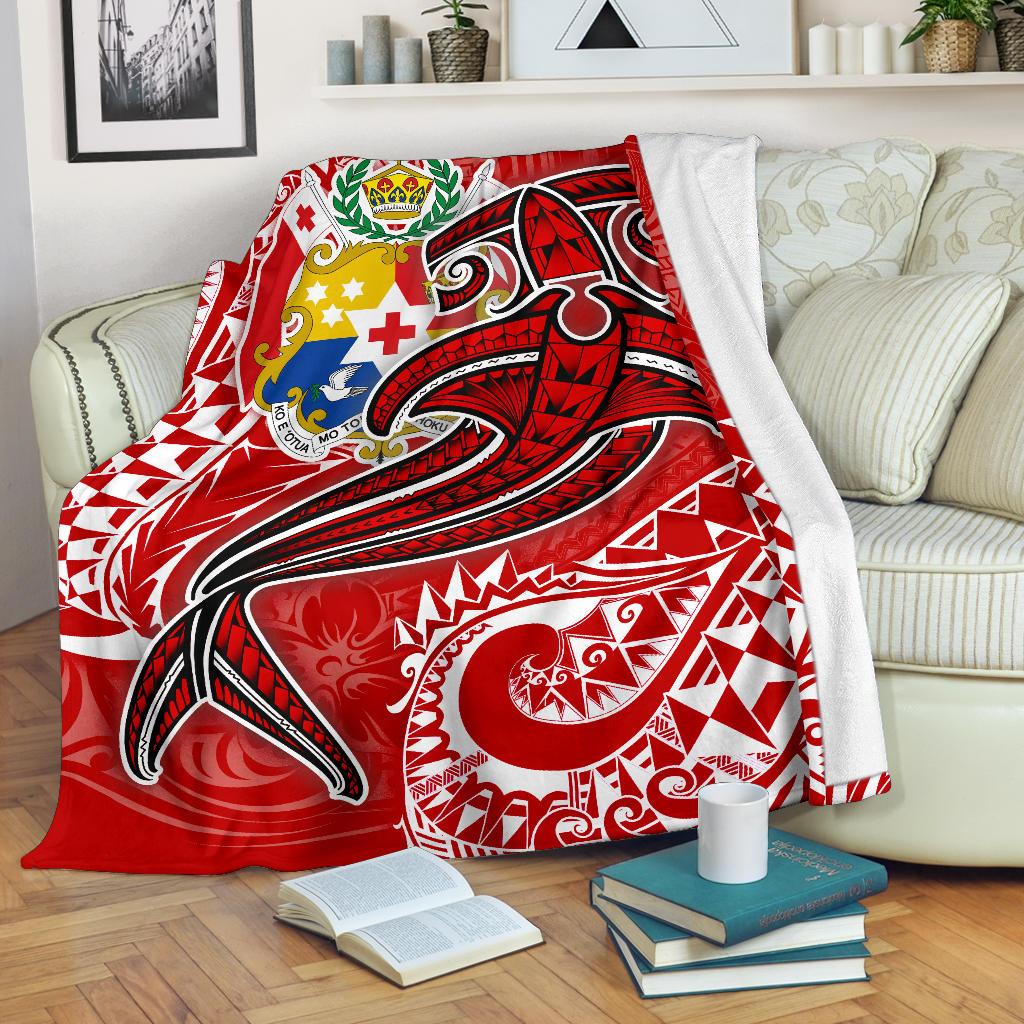 Tonga Premium Blanket  – Red Shark Polynesian Tattoo – BN18