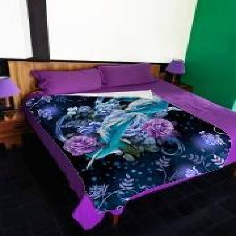 DOLPHIN AND FLOWER Fleece Blanket