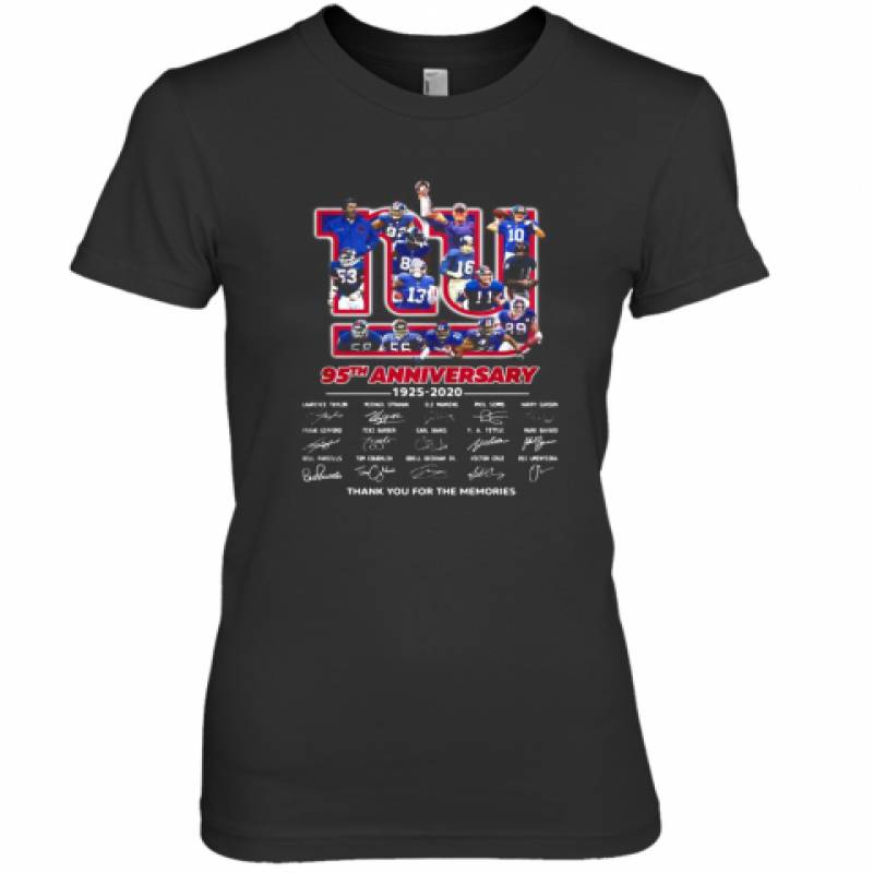 The New York Giants 95Th Anniversary 1925 2020 Thank You For The Memories Signnatures Premium Women's T-Shirt