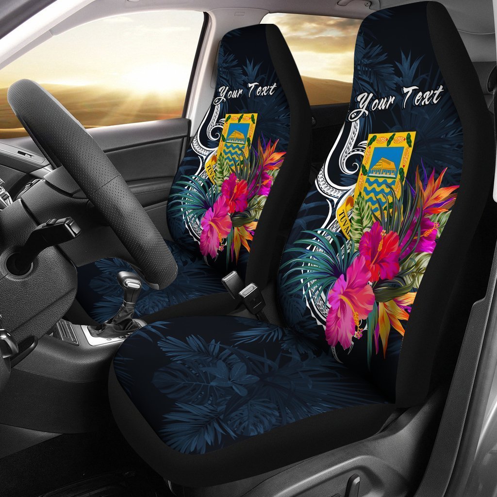 Tuvalu Polynesian Custom Personalised Car Seat Covers Tropical Flower