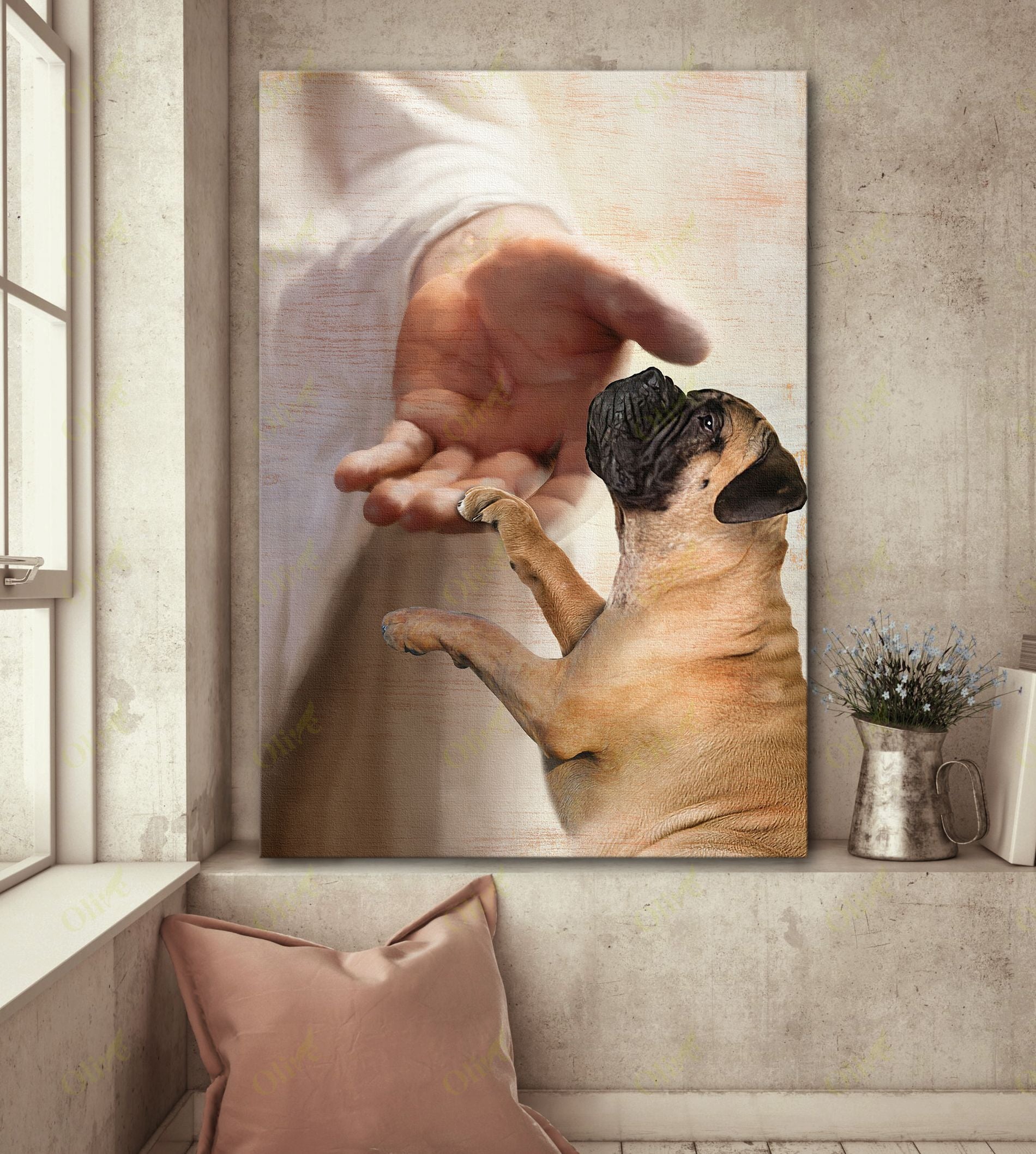 Bullmastiff – Take My Hand Canvas Wall Art Home Decor