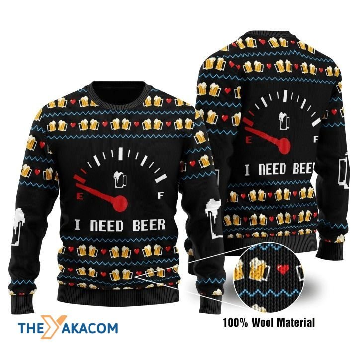 Beer’S Meter Show Red Level I Need Beer Gift For Christmas Ugly Christmas Sweater