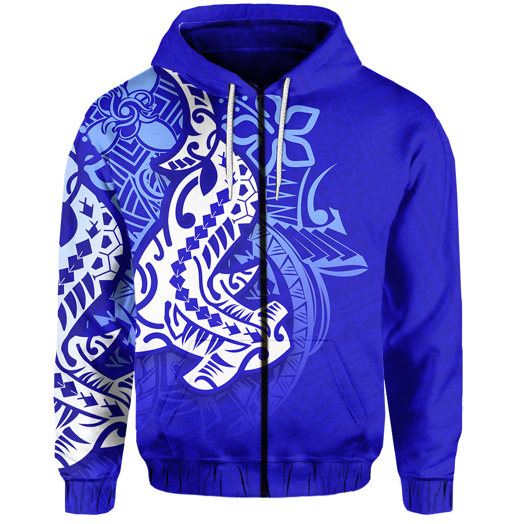 (Custom Personalised)Polynesian Zip Hoodie Hammerhead Shark Lt6