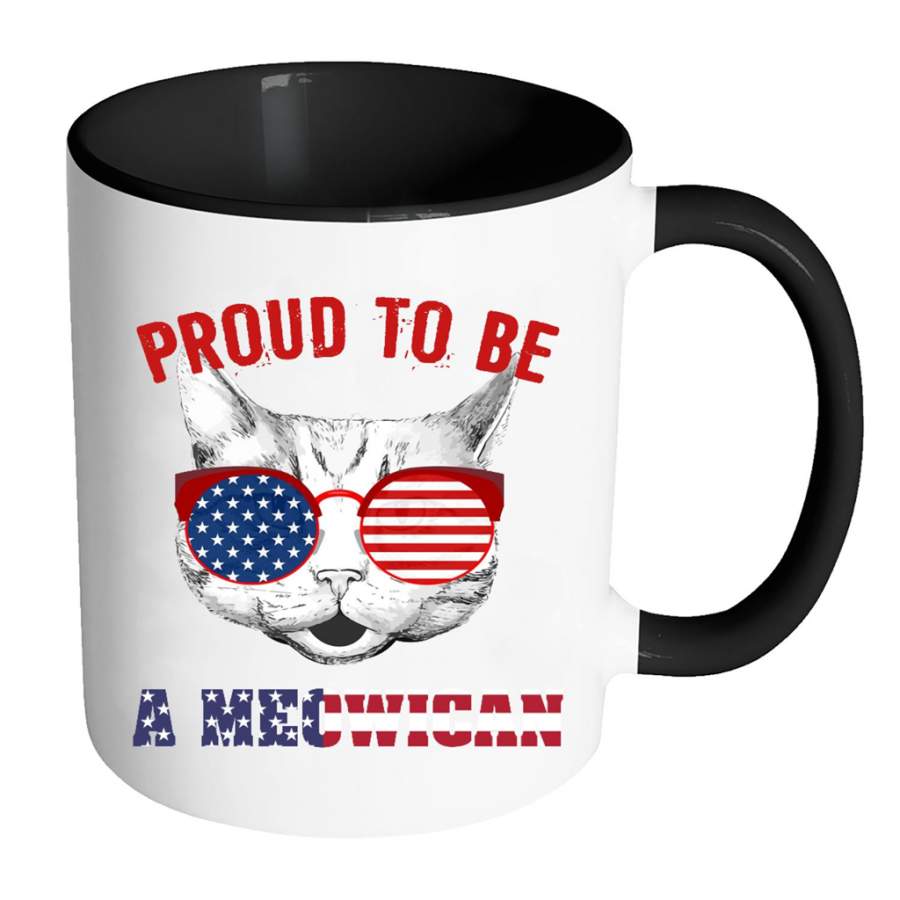 Proud To Be A Meowican, America Flag, July 4th Celebrate, Cat Kitten Lover – Full-Wrap Coffee Colors Accent Mug