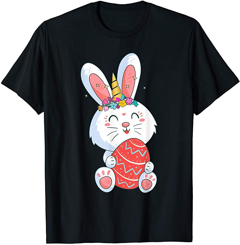 Cute Cat Unicorn Easter Bunny Egg for Women Girls Toddlers T-Shirt