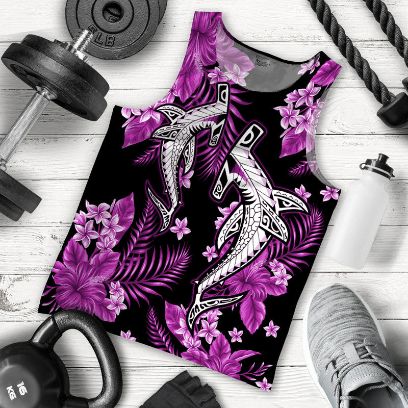 Hawaiian Summer Colorful Shark Men Tank Top Purple Ha2129