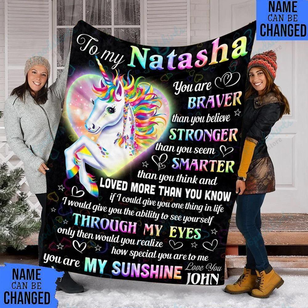 Unicorn Custom Blankets To My Wife Personalized Name Blankets – Gift For Wife – Fleece Blanket