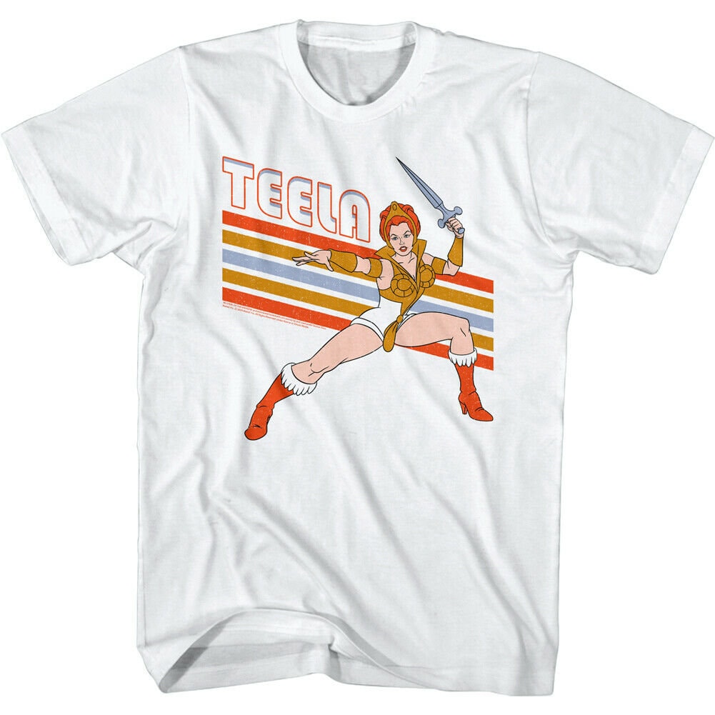 Teela Retro Stripes Men'S T Shirt | He-Man & Masters Of The Universe Superheroine Graphic Tee | Vintage 80S Cartoon Tv Show Merch T-Shirt Onlytee Design Foryou