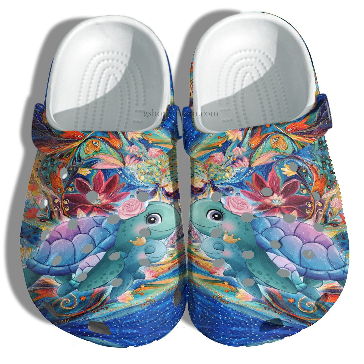 Turtle Hippie Floral Ocean Sea Crocs Shoes – Flower Turtle Girl Lover Beach Shoes Croc Clogs Gift Birthday Women Daughter – Cr-Ne0073