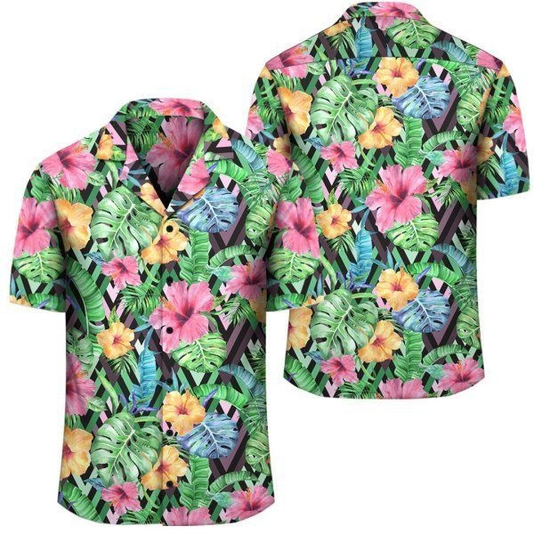 Tropical Hibiscus Banana Leafs Hawaiian Shirt 2