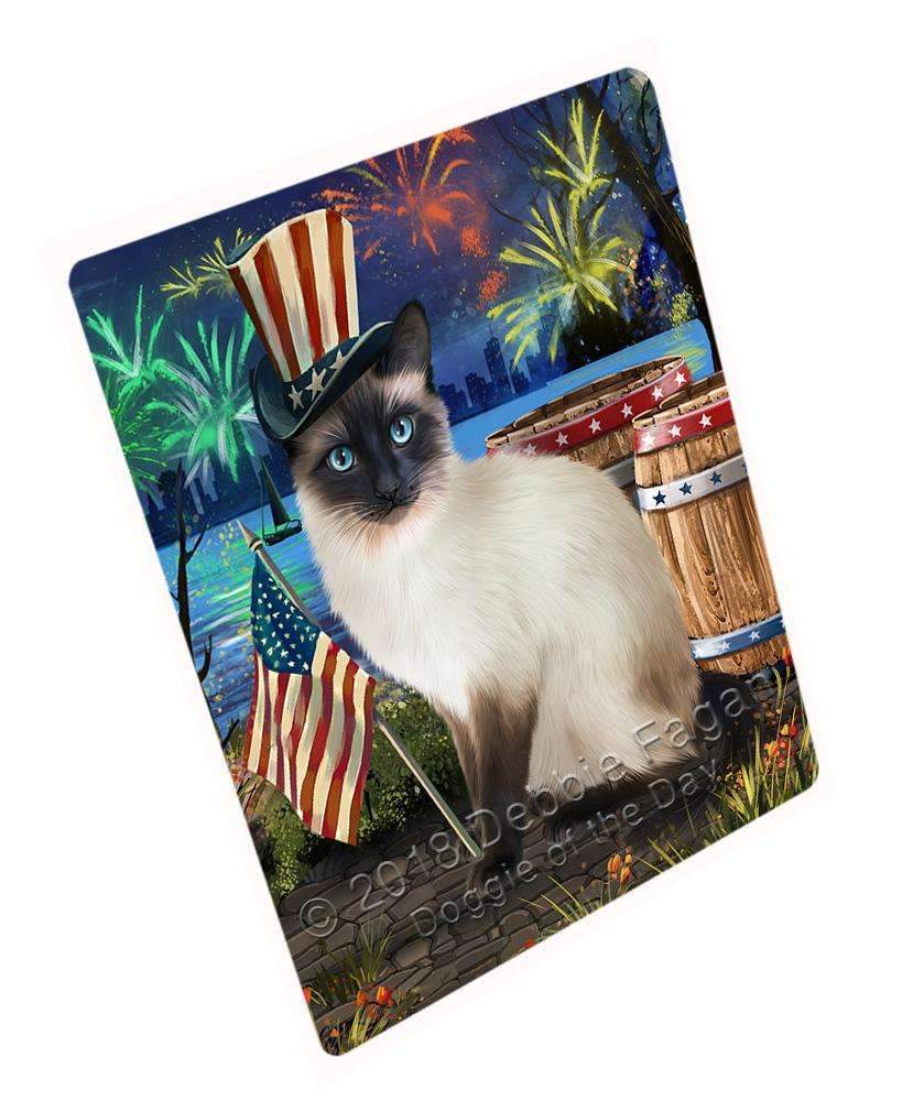 4Th Of July Independence Day Fireworks Siamese Cat At The Lake Blanket Blnkt77133