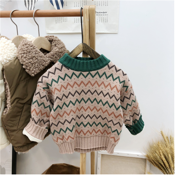 Autumn Winter Boy girl Pullover Sweater Kids Striped Ribbed Knitting Sweater Children Soft Clothes Boys Tops Outfit Clothing alx