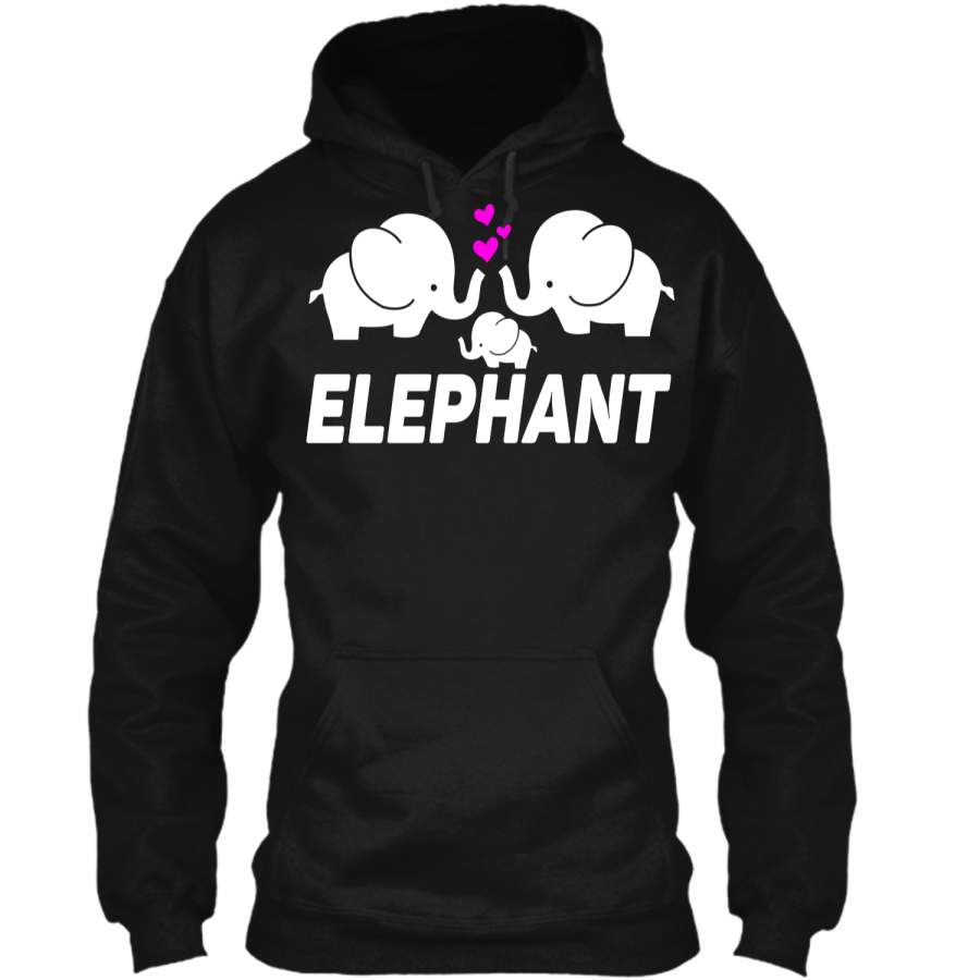 Men_s Women_s T Shirt Three Elephants Family Pullover Hoodie 8 oz