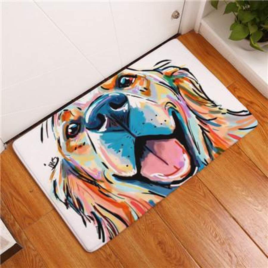 Modern flannel mats Lovely Dog Printing Carpets Anti-slip Floor Mat kitchen Living room Outdoor Rugs Animal DoorMat 40x60cm